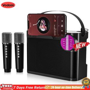[VODF] Bluetooth-Compatible 5.3 Karaoke Machine with 2 Microphones Karaoke Speaker Removable Strap HD Sound Boombox for Home Parties