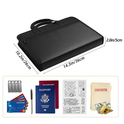 Fireproof Document Storage Bag Organizer with Lock File Organizer with Lock Hard-Shell Case File Folder Fireproof Waterproof Important Document Bag Home Office Safe for Letter A4 Files Laptop