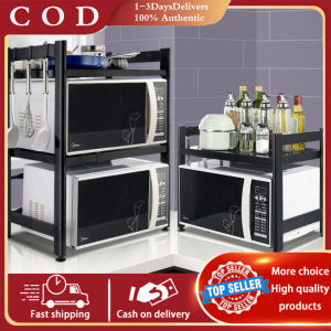 【Local Delivery】Kitchen Organizer Microwave Oven Rack Expandable and Height Adjustable Kitchen Storage Shelf 1/2-Tier Kitchen Cabinet Storage Rack Shelf Utensils Holder