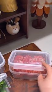 E.B. 300ml/900ml Refrigerator Freezer Storage Box Kitchen Meat Seafood Fruit Vegetable Clear Sealed Box