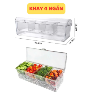 Khay Đựng Gia Vị Khay Đựng Topping 4-5 Ngăn Có Ngăn Ướp Đá Lạnh Bên Dưới Chất Liệu Nhựa Mica Độ Bền Cao