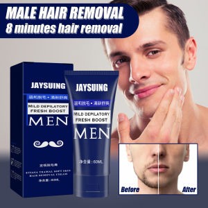 Jaysuing Mens Hair Removal Cream Remover for Beard Armpit Smooth Painless 60ml
