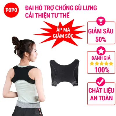 Đai chống gù lưng hỗ trợ cải thiện tư thế đai lưng chống gù mềm mại thoáng khí dành cho người lớn và trẻ em BC8 POPO