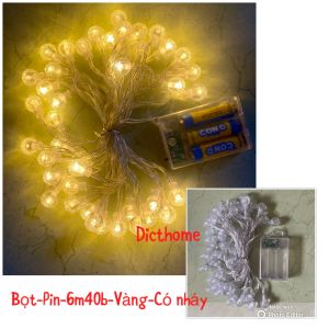 (Dùng Pin AA) Dây Đèn Led Trang Trí Cherry Ball Bi Bọt Bóng Pha Lê Màu Vàng Nắng Decor Lều Trại Nhà Cừa