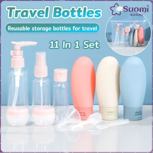 Suomi 11 In 1 Set Travel Bottles Cosmetic Skincare Liquid Toiletries Containers Travel Organizer