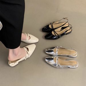 French Fairy Evening Temperament Silver Single Shoes Spring and Summer New Korean Version Gentle Ladies Toe Sandals Womens Summer