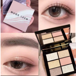 Chính Hãng Không trôi mãu - Bảng Phấn Mắt 6 Màu MUGE LEEN Tone Nâu Nude Có Nhũ Bắt Sáng Nhỏ Gọn Chống Thấm Nước Lâu Trôi Phù Hợp Trang Điểm Hàng Ngày