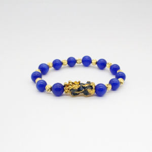 Pixiu Bracelet Natural Obsidian Stone Beads Bracelets For Women Men Good Luck Wristband Jewelry