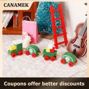 【 CANAMEK 】 1:12 Dollhouse Miniature Train Christmas Snowflake Small Train Model Carriages Toy Kids Pretend Play Toy Doll House Accessories