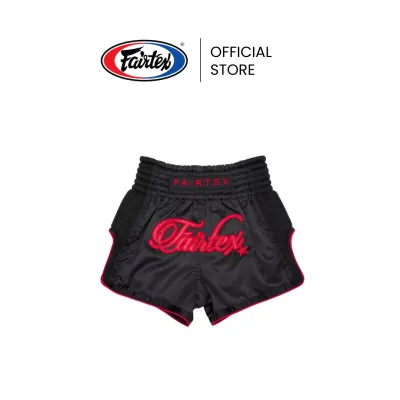 Fairtex กางเกงมวยเด็ก Midnight Red รุ่นพิเศษ BSK2104 กางเกงนักมวยผ้าไมโครซาติน ใส่สบาย ผ่าสูง กางเกงมวยไทยเคลื่อนไหวง่าย