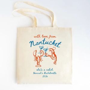 Beach Bachelorette Party Tote Bag with Love by Custom Coastal Tote Lobster Martini Bachelorette Party Bags Cape  and Nantucket Girls Travel Bag