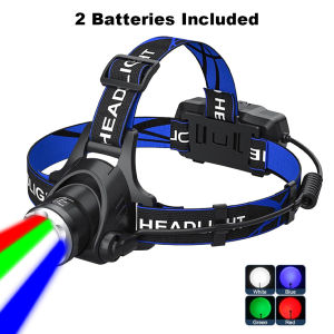Multifunction Rechargeable LED Headlamp White Red Green Blue Light Focus Adjustable Head Flashlight IPX4 Waterproof Aluminum Outdoor Survival Gear For Fishing