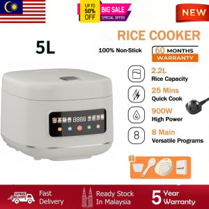 KONKA 900W Rice Cooker 5L Non-Stick Pot Easy-Cook Rice Cooker with Display Timer Periuk Nasi Pintar