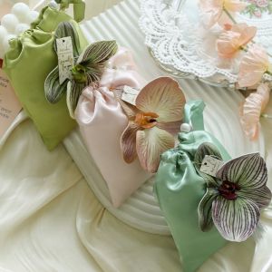 ANBIHE Simple Wedding Candy Bag Butterfly Orchid Elegant Mini Sugar Bag Handbag Storage Bag Empty Cloth Bag Wedding