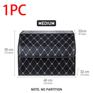 Car Trunk Organizer Storage Bag Waterproof Leather with Cap Detachable Portable