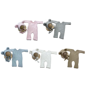 Baby Photography Props Bear Shape Outfit and Hat Set Boy Girl Outfit Photo Shoot Clothes Baby Costume Clothing