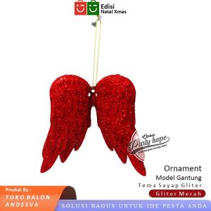 Hiasan Gantung Pohon Natal Angel Wing / Aksesoris Ornamen Dekorasi Natal Sayap Peri Gliter / Hiasan Natal Angel Wing / Ornamen Pohon Natal Sayap Malaikat Gliter