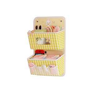 CUNXIN แบบพับได้ กระเป๋าเก็บของแบบแขวนผนัง ระบายอากาศได้ ความจุขนาดใหญ่ กระเป๋าแขวนลายการ์ตูน ใช้งานได้จริง ประหยัดพื้นที่ ถุงเก็บถุงเท้าชุดชั้นใน สำหรับบ้าน