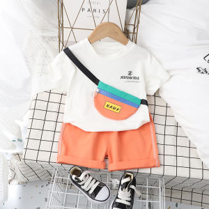 Children clothing suits kid clothes sets for boy Top+shorts sets  Backpack decorative short sleeve