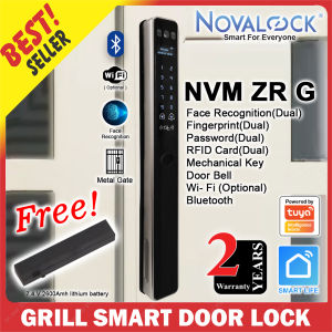 Novalock NVM ZR G Smart Digital Grill Door Lock(Dual Face Recognition Fingerprint  Card  Pin Code  Key)