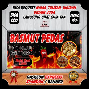SPANDUK Banner Backdrop BASMUT BASRENG IMUT / Banner Basmut Jualan Basreng Imut Berkualitas