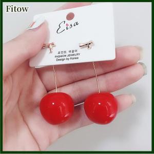 Fitow 1 Pair New Temperament Women Red Cherry Earrings Earrings Suitable For Women Personality Cute Office Party Earrings Charm Jewelry