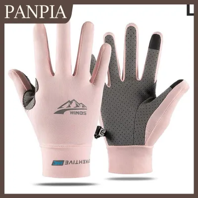 PANPIA ถุงมือสำหรับผู้ชายผู้หญิงกันแสง UV ถุงมือแบบเต็มนิ้วสำหรับตกปลาพายเรือพายเรือถุงมือกีฬาเดินป่า