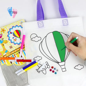 🇲🇾 DIY Creative Cartoon Sand Painting Canvas Art Kids Kindergarten Handmade Colour Graffiti Eco Bag Lukisan Pasir 儿童沙画
