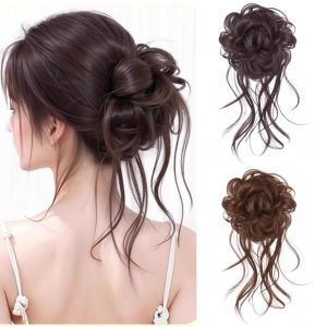 BFCGBH Synthetic Flower Bun Head Wig Claw Clip Hair Extensions False Hair Pieces Hair Accessories Natural Messy Curly Chignon Women