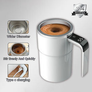 USB Charge Self Stirring Magnetic Mug Automatic Electric Stainless Steel Coffee Mixing Cup Smart Mixer Thermal Cup 380ml