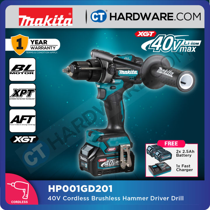 Makita HP001GD201 Cordless Brushless Hammer Driver Drill 40V 13mm