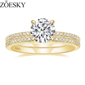 ZOESKY 925 Sterling Silver 1.25CT Gold wedding bands Bridal Ring Sets Round CZ Engagement Rings promise rings for Women Size 4-10