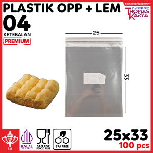 Plastik OPP 25x33 TEBAL isi 100 Kantong Bening Kemasan Roti Sobek Thomas Karya Seal Perekat