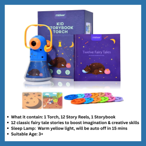 (12 Stories Torch) Mideer Multifunctional Storybook Torch Light Book Projector Flashlight Bedtime Storybook Projector Fun Children Kids Birthday Present Christmas Gift
