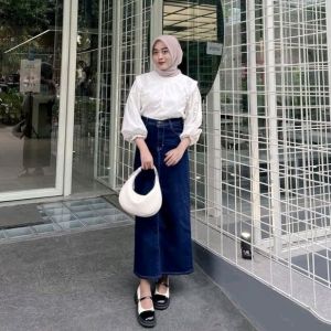 Rok jeans Theana Skirt Kekinian -Rok Jeans Wanita Premium