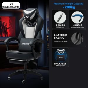 【30-Day Free Trial】 Xpanse Leather Gaming Chair Ergonomic Office Chair Esports Computer Chair Heavy