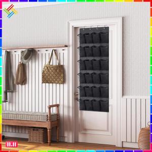Premium Nonwoven Hanging Shoe Organiser with 24 Pockets Behind Doors Space-Saving Shoe Storage with Metal Hooks