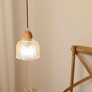 Nordic Wood & Glass Pendant Light glass cover Minimalist Chandelier