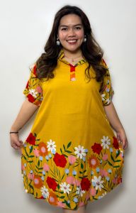 Bella Plus Size Polo Dress With 2 Pocket Challis Fabric XL to 3XL