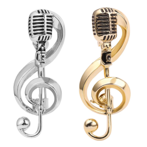Fashionable Alloy Lapel Pin Microphone Music Note Brooch Pins Decoration Enamel Pin Gifts for Adults Teens