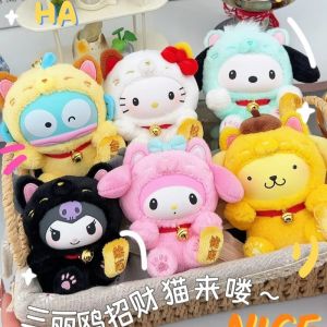 Original TOPTOY Sanrio Lucky Cat Series Vinyl Plush Blind Box Cat Keychain Mystery Box Bag Pendant Figurine Doll Trendy Toy Gift2026