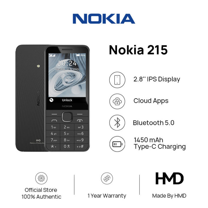 Nokia 215 4G (2024) Phone 2.8 Inches Screen 1450mAh Type-C Charging Bluetooth 5.0 Original Brand New
