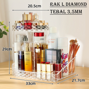 Rak Kosmetik Putar 360 Derajat Rak Makeup Rak Kosmetik Acrylic Rak Organizer Kosmetik TOP358