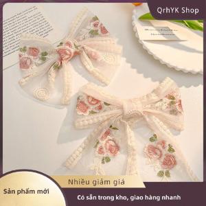 Hàng có sẵn✨ Mới Thêu Bow Kẹp Tóc Ren Tóc Clip Ngọt Ngào Trở Lại của Đầu Mỏ Vịt Clip Thời Trang Phụ Kiện Tóc Cho Cô Gái Phụ Nữ