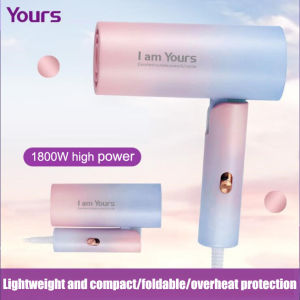 New 1800W High Power Hair Dryer Foldable Portable Overheat Protection Constant Temperature Dormitory Hot And Cold Wind Hair Dryer with Wind Nozzle