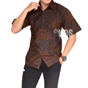 Baju Batik Pria Lengan Panjang -Hem Batik Pria Bahan Katun Halus Slimfit Premium Modern Warna Sogan