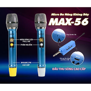 (BẢN NÂNG CẤP) Bộ 2 Micro Không Dây Đa Năng MAX 56 Thế Hệ Mới - Nâng Cấp Từ Max 39 Hát Nhạy Chống Hú Rít Thiết Kế Hiện Đại - Tích Hợp Cổng Sạc Và Sạc Pin Ngay Trên Mic Pin Sạc Dung Lượng Lớn 2500mAh Hát Hay Không Lo Hết Pin-- Phù hợp mọi thiết bị