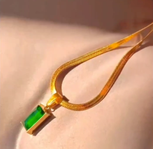 Gold Plated Titanium Steel Necklace With Zirconia