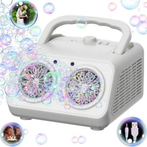 Electric Bubble Machine 26 Hole Automatic Bubbles Machine For Party Wedding Birthday Kids Upgrade Bubble Blower with 2 Fans / 20000+ Bubbles Per Minute For Camping Party Stage Atmosphere Prop