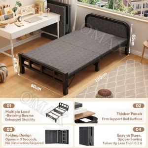 Metal Folding Bed With Foam Matress Portable Lunch Bed Office Bed Frame With Wheels 60/70/80/90cm